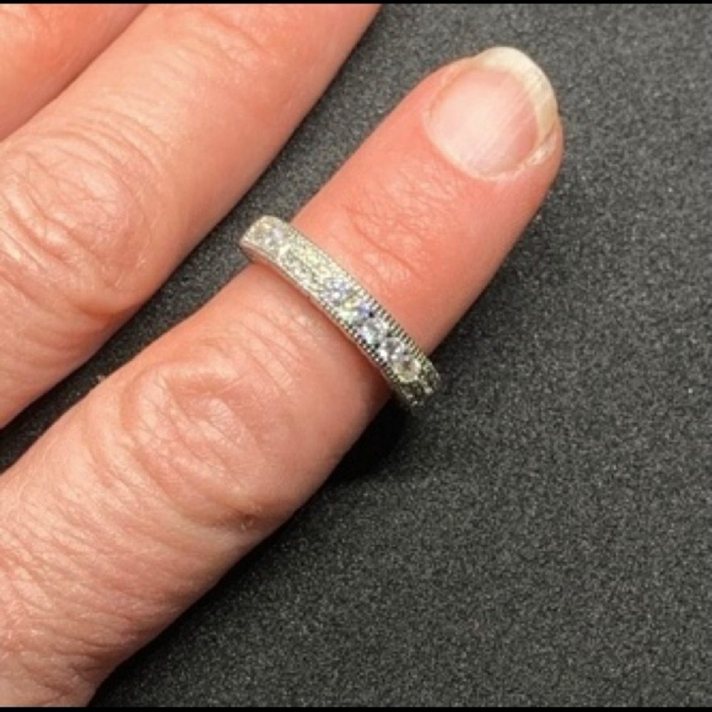 White Diamond 925 Sterling Silver Band